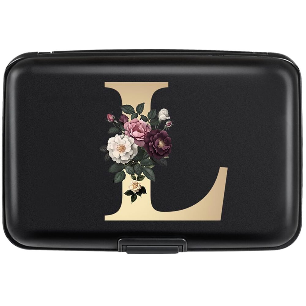 6632 Credit Card Holder Personalized Initial Letter L Small Aluminum Wallet